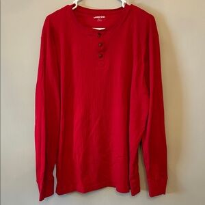 Red Big & Tall Lands' End Knit Ribbed Pajama Henley, Size XL/T